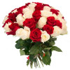 Rose Bouquet of 21 Roses - Red and White Roses