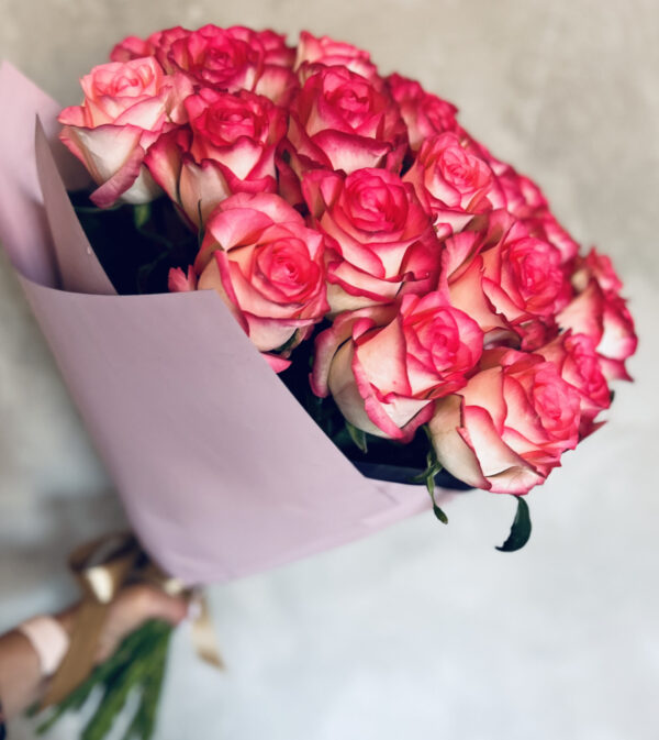 Rožu pušķis - Maigi rozā 60cm Rozes