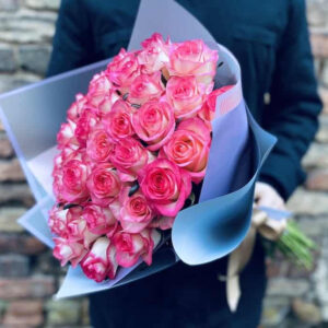 Rožu pušķis - Maigi rozā 60cm Rozes