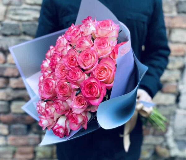 Rožu pušķis - Maigi rozā 60cm Rozes