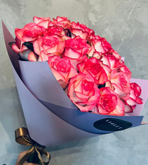 Rožu pušķis - Maigi rozā 60cm Rozes
