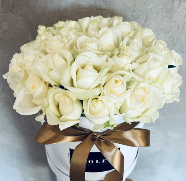 Flower Box ar baltām rozēm Ziedu kastītes